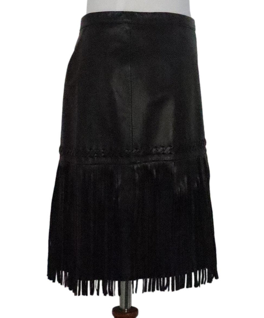 L'Agence Black Leather Fringe Skirt sz 4 - Michael's Consignment NYC