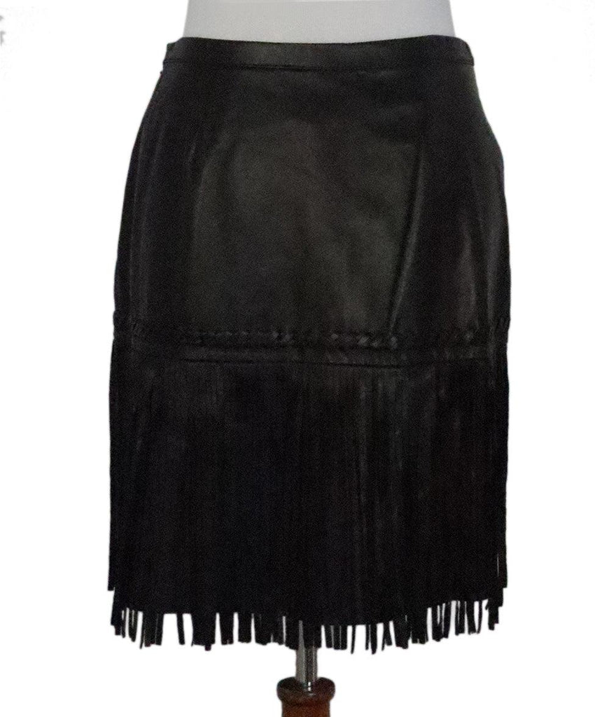 L'Agence Black Leather Fringe Skirt sz 4 - Michael's Consignment NYC