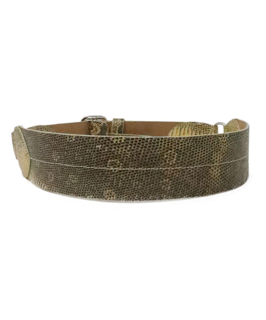 Lambertson Truex Cream & Black Lizard Skin Belt 1