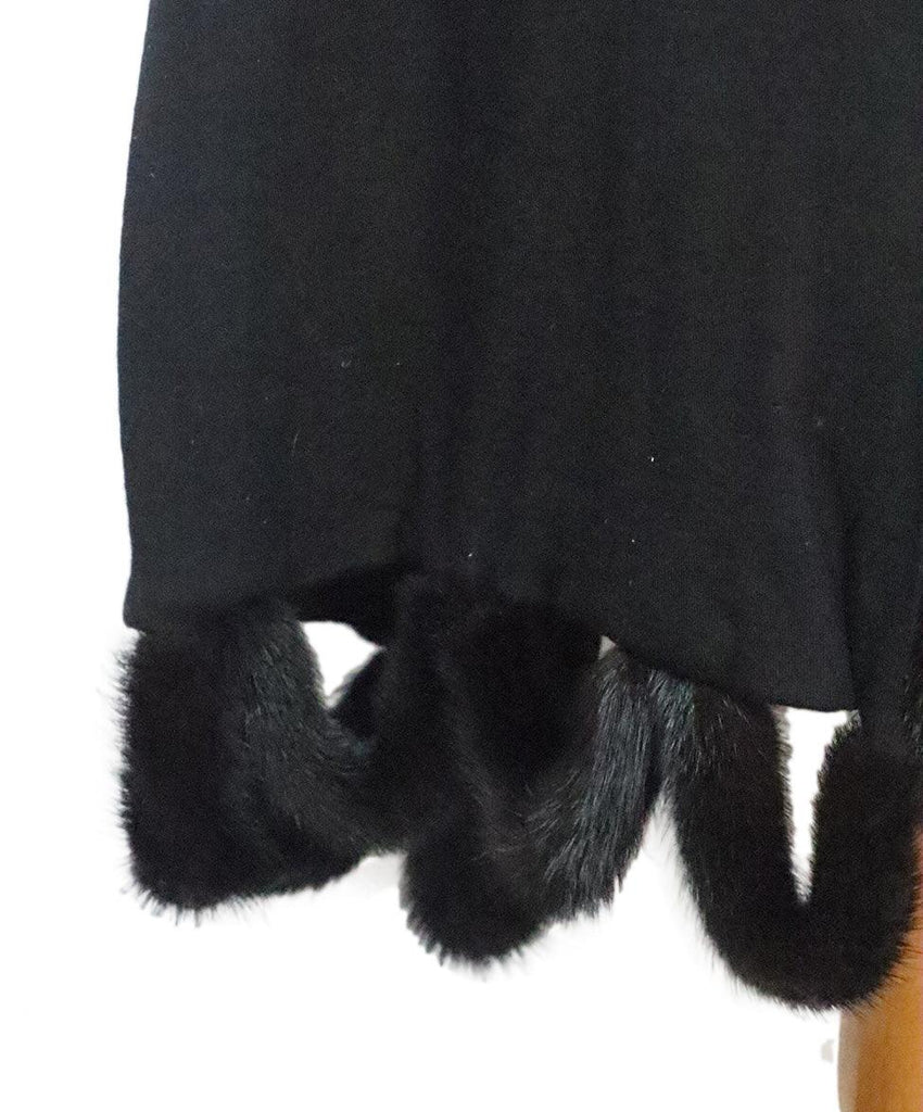 Landau Black Wool & Mink Fur Stole 4