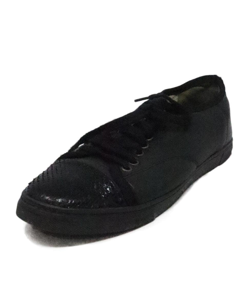 Lanvin Black Leather & Snakeskin Sneakers 