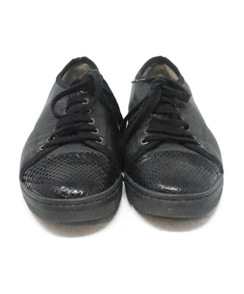 Lanvin Black Leather & Snakeskin Sneakers 3