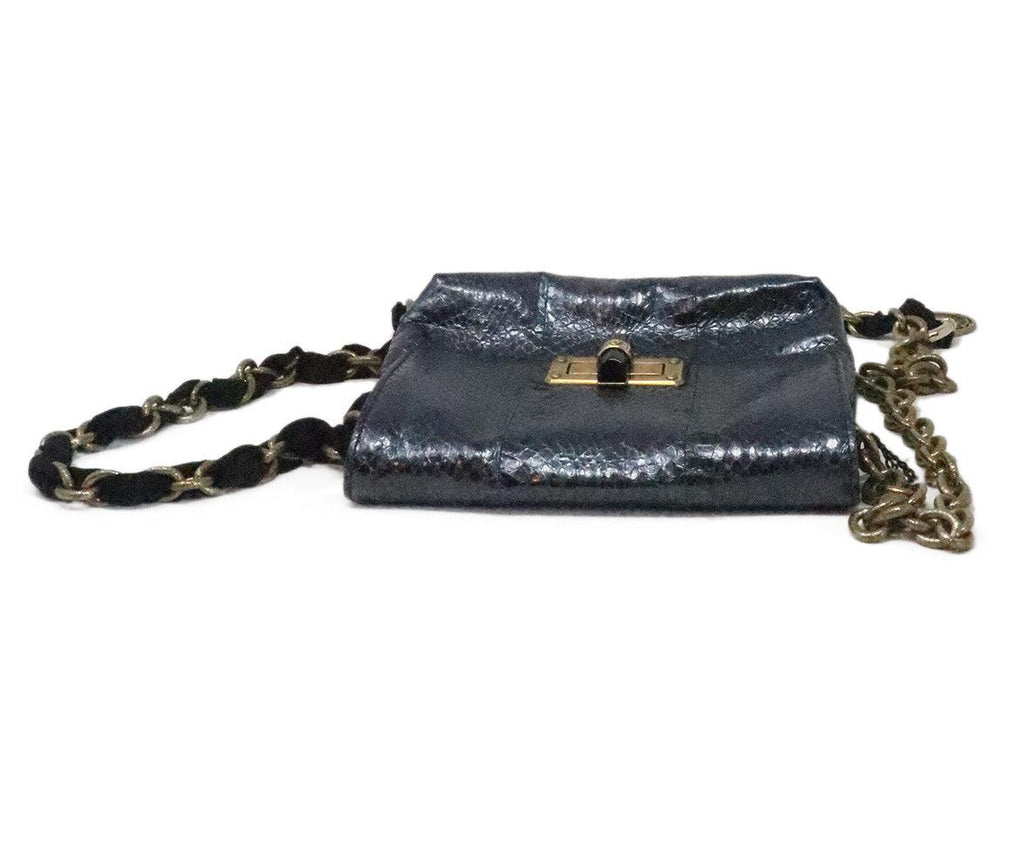 Lanvin Metallic Navy Snakeskin Crossbody 4