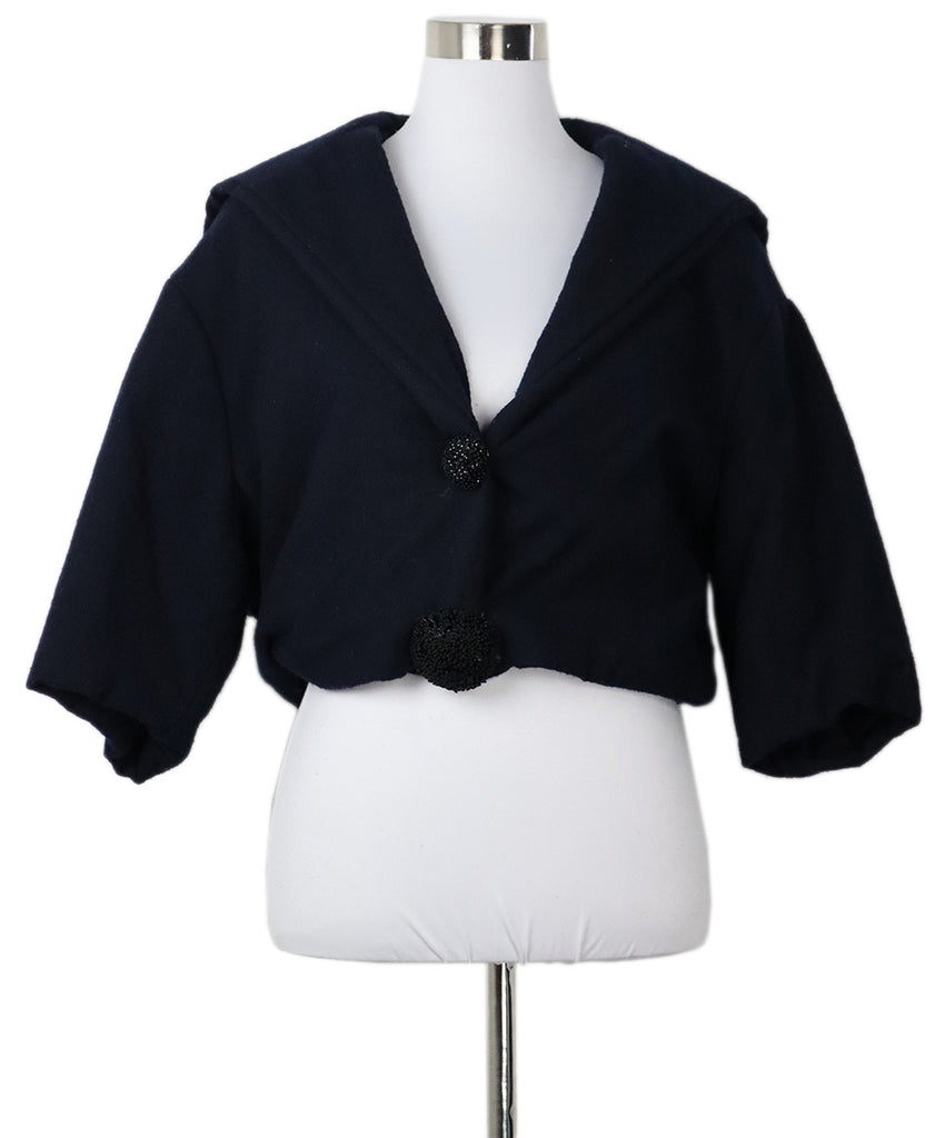 Lanvin Navy Wool Beaded Jacket 