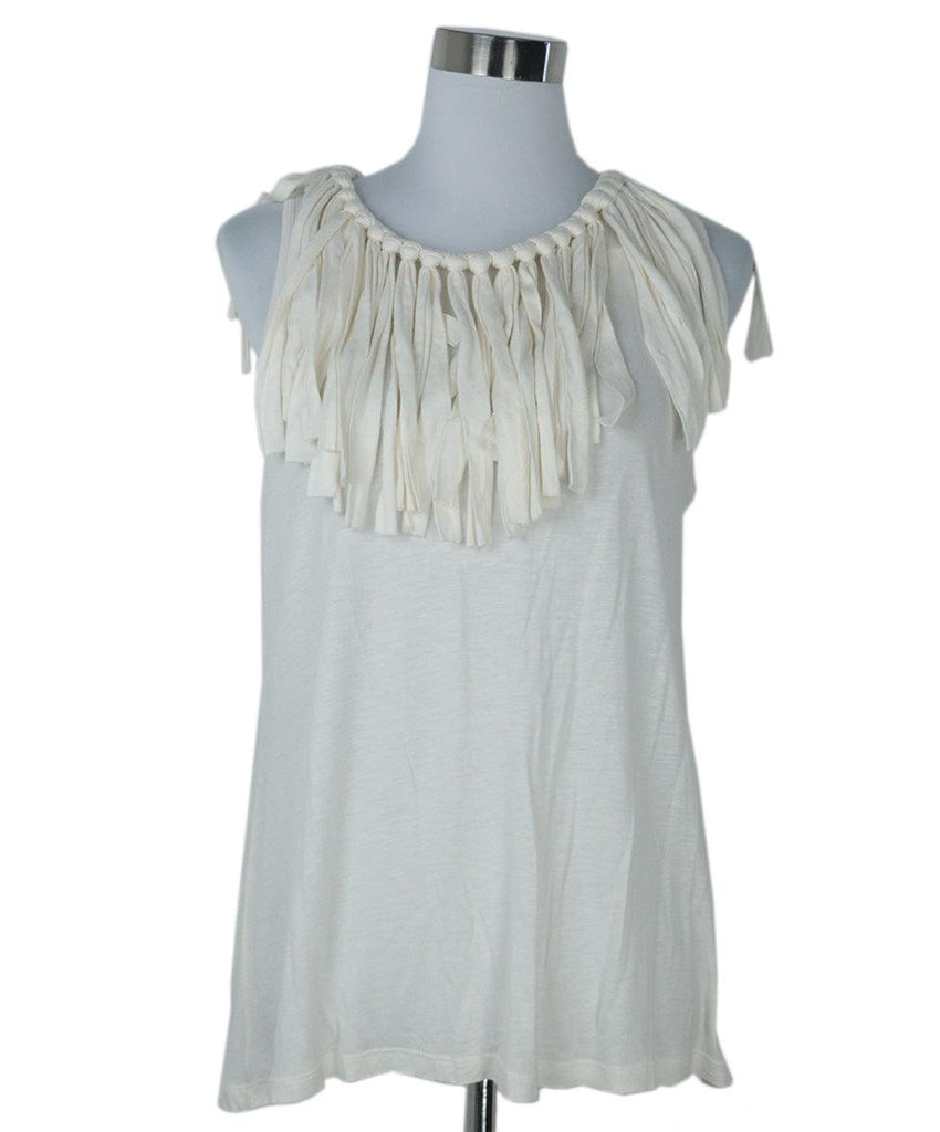 Lanvin White Fringe Tank Top 