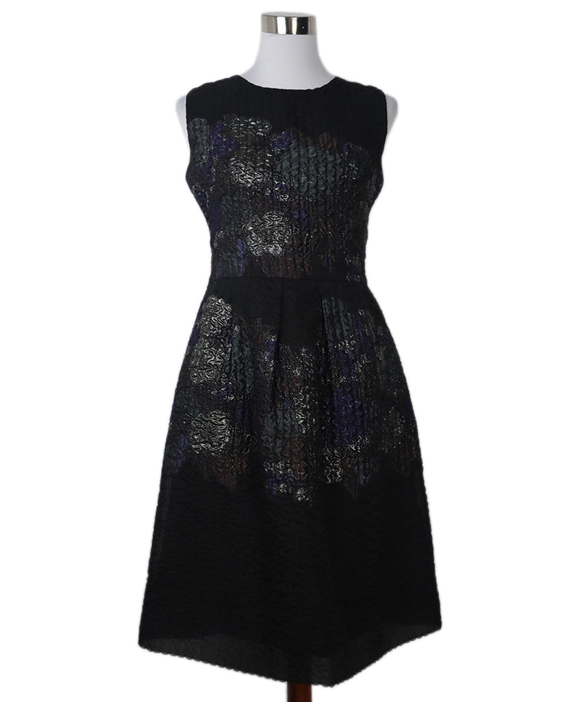 Lela Rose Black & Purple Silk Dress 