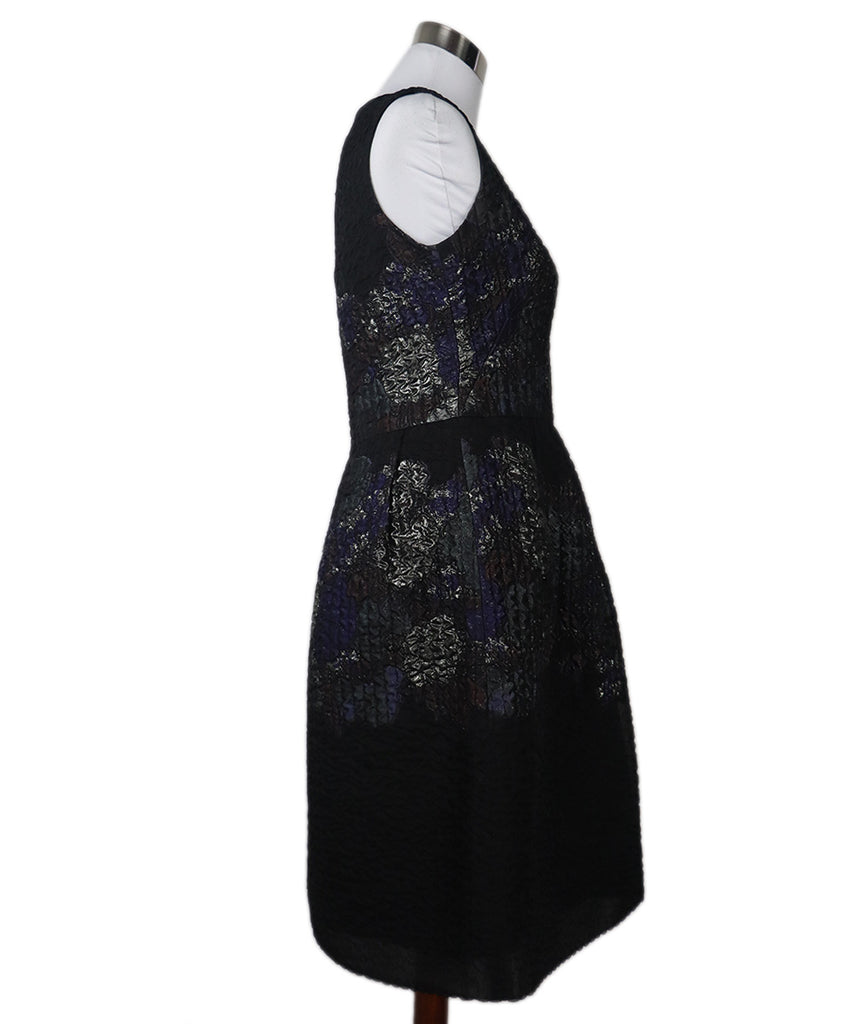 Lela Rose Black & Purple Silk Dress 1