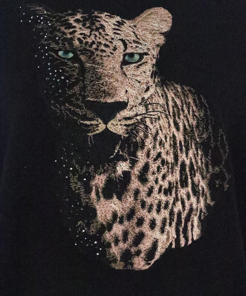 Black Leopard Embroidered Cashmere Sweater 4