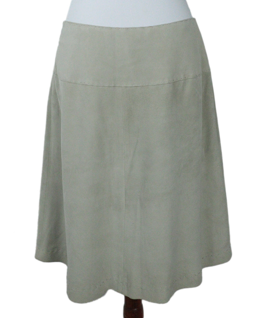 Les Copains Neutral Stitched Suede Skirt 2