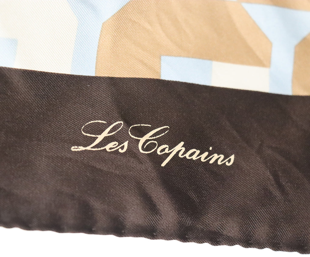 Les Copains Brown & Blue Print Silk Scarf 4