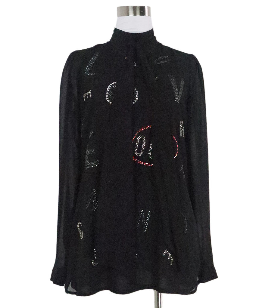 Libertine Black Embellished Silk Blouse 