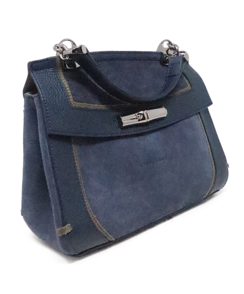 Longchamp Blue Leather Suede Shoulder Bag 1