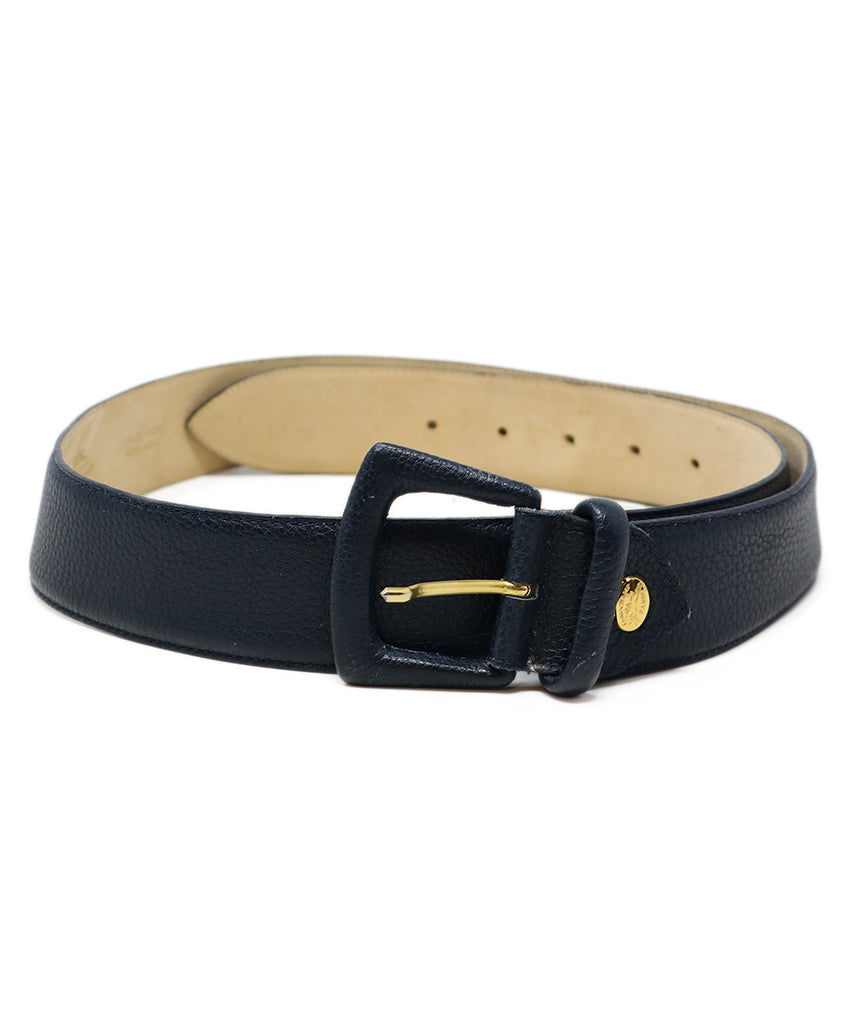 Longchamp Navy Blue Leather Belt 