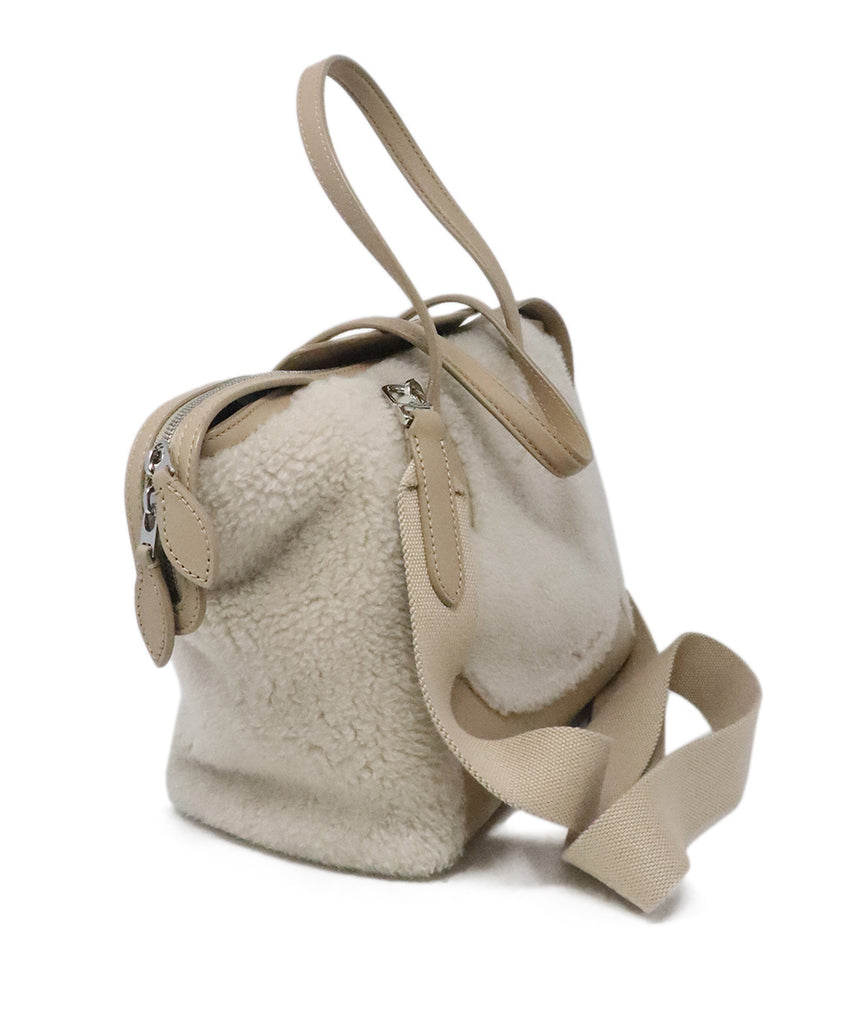 Loro Piana Beige Shearling & Leather Satchel 1