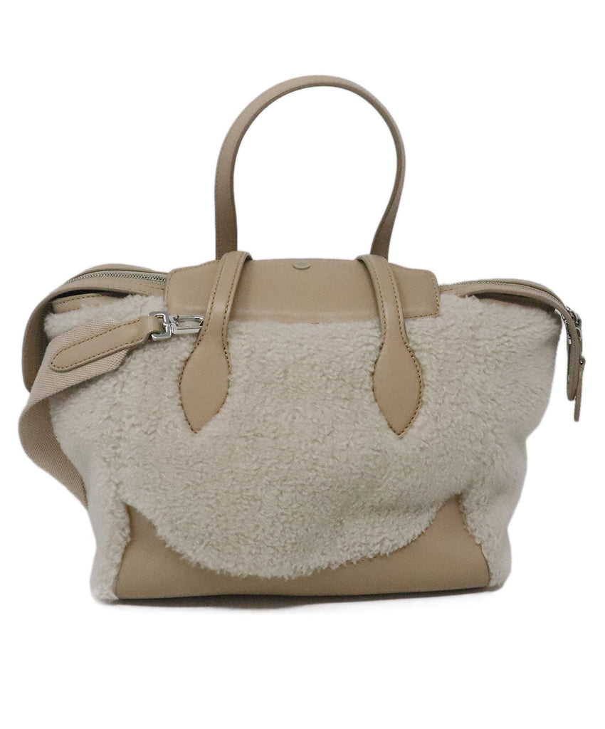 Loro Piana Beige Shearling & Leather Satchel 2