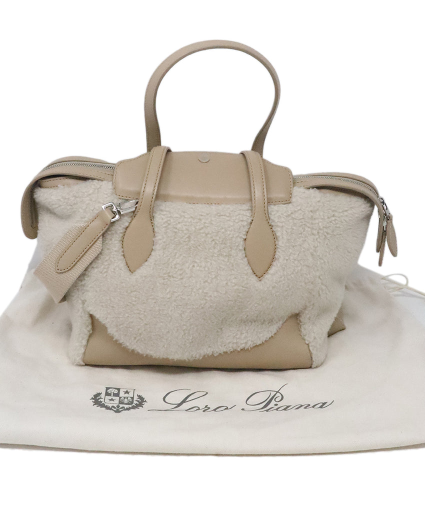 Loro Piana Beige Shearling & Leather Satchel 5