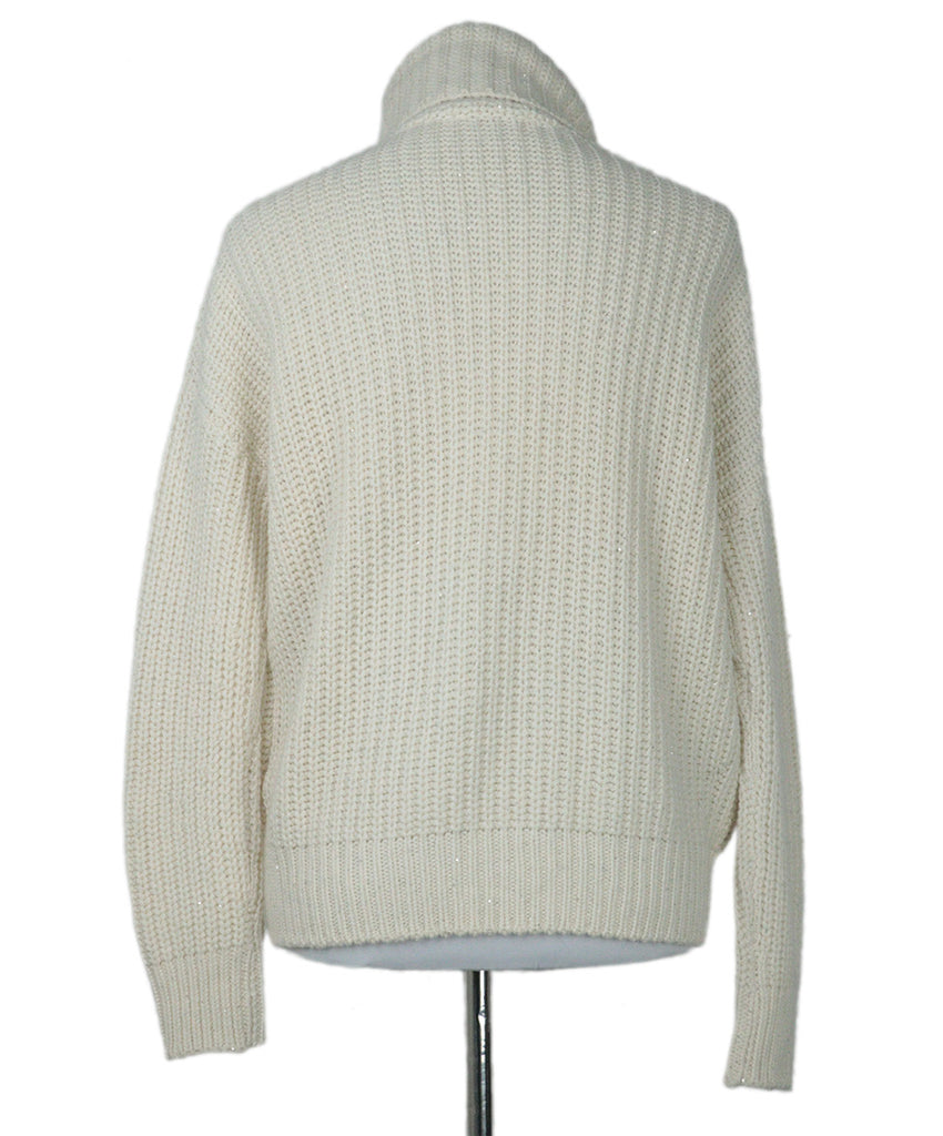 Loro Piana Cream Cashmere Sequin Turtleneck 2