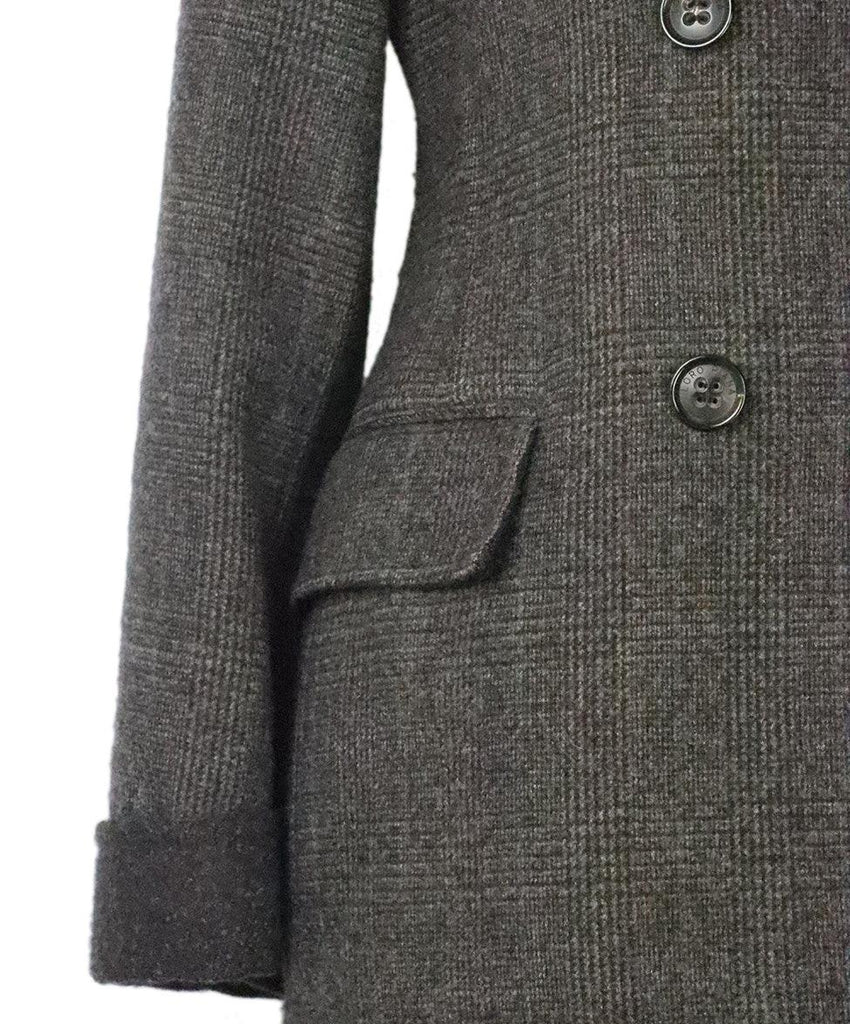 Loro Piana Grey & Brown Plaid Cashmere Coat 5