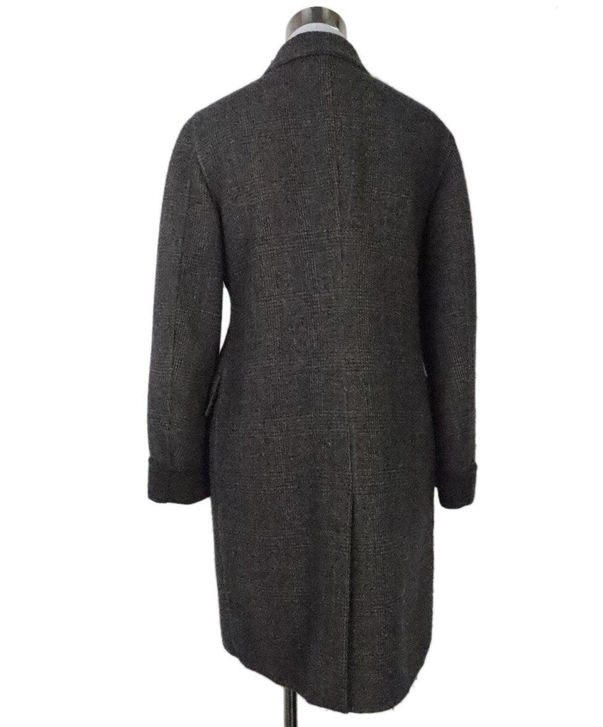 Loro Piana Grey & Brown Plaid Cashmere Coat 2