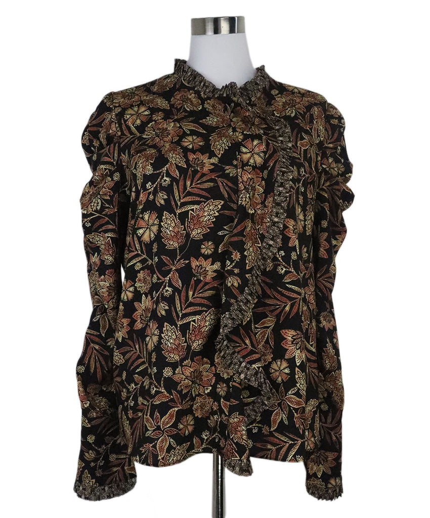 MISA Black & Brown Floral Print Blouse 