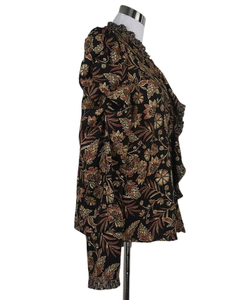 MISA Black & Brown Floral Print Blouse 1