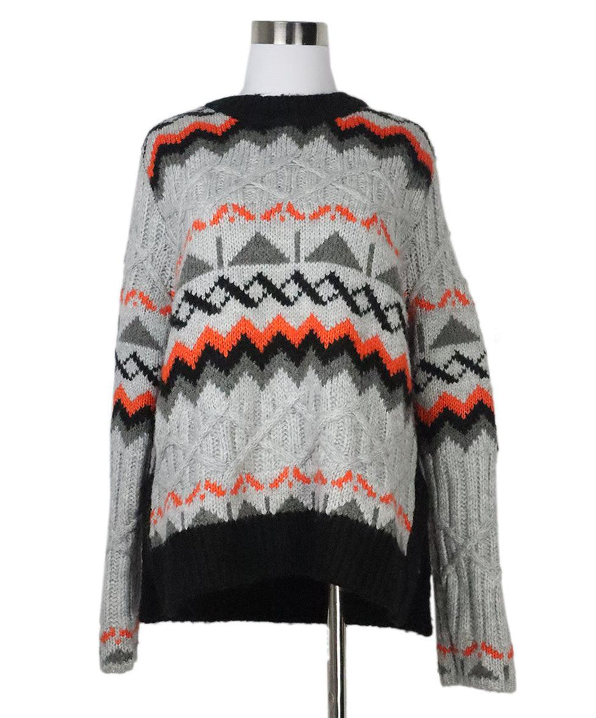 Magaschoni Grey & Orange Print Sweater sz 6 - Michael's Consignment NYC