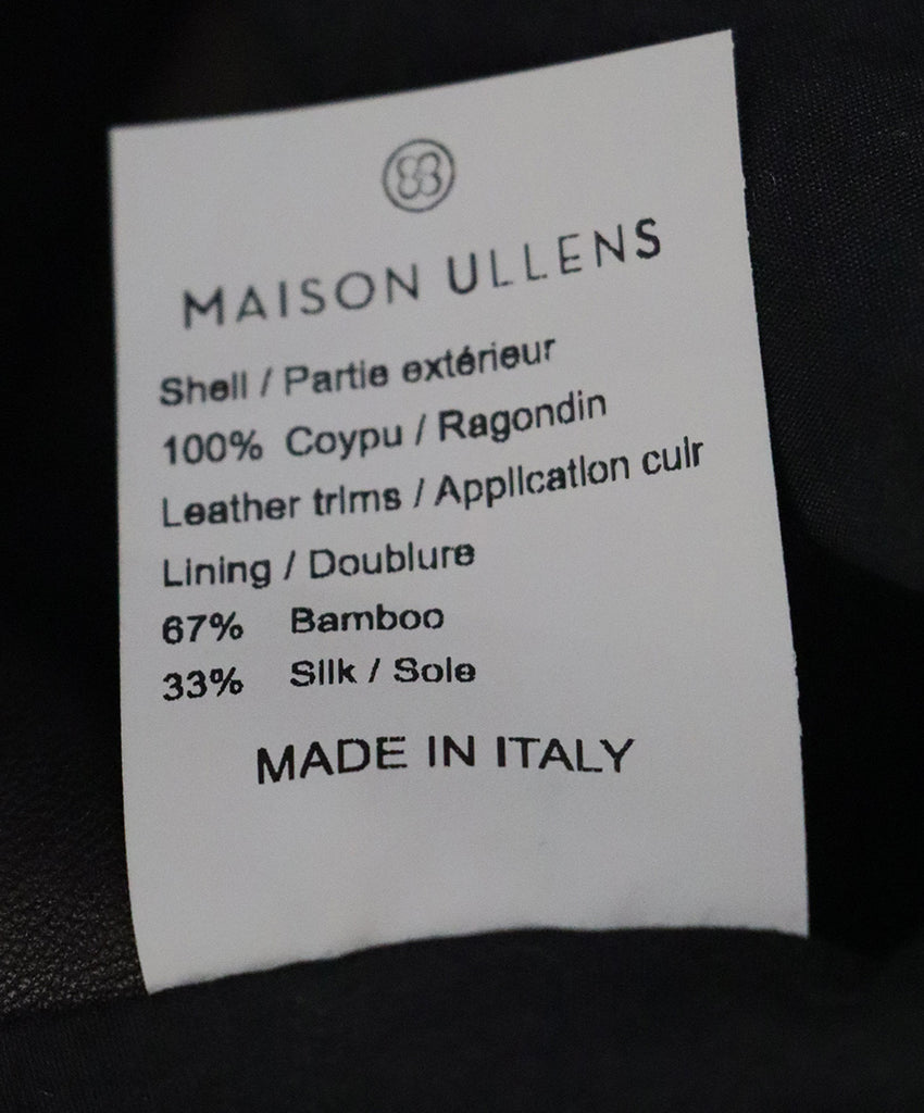 Maison Ullens Navy Sheared Fur & Leather Coat 4