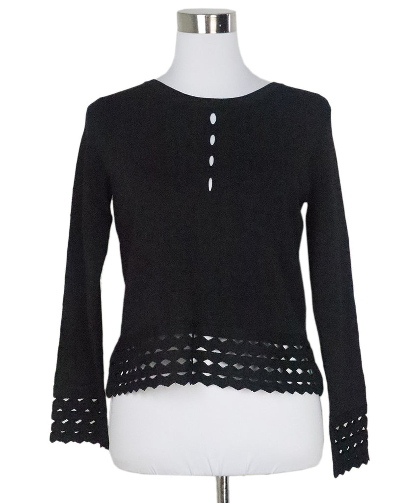 Maje Black Cutwork Top 