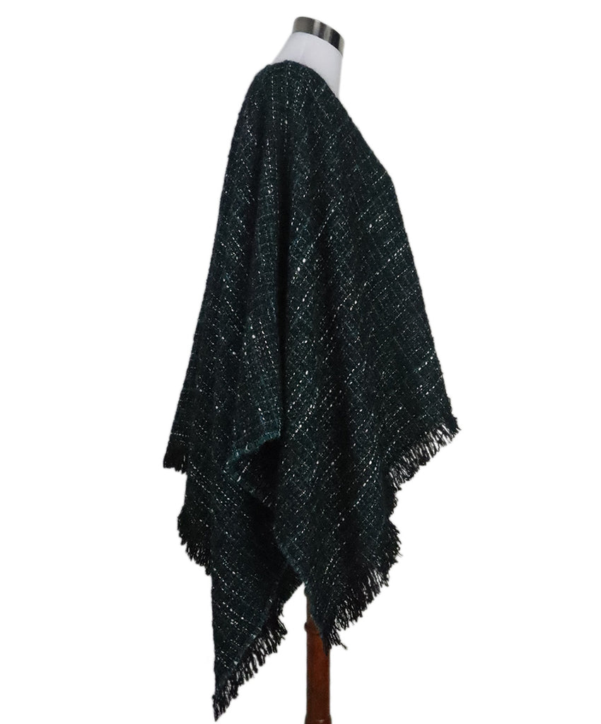 Maje Green & Black Tweed Poncho 1