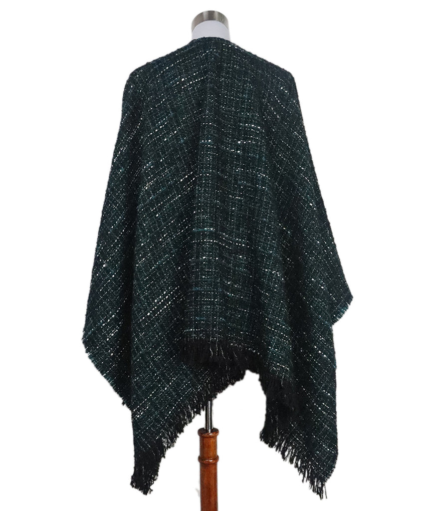 Maje Green & Black Tweed Poncho 2