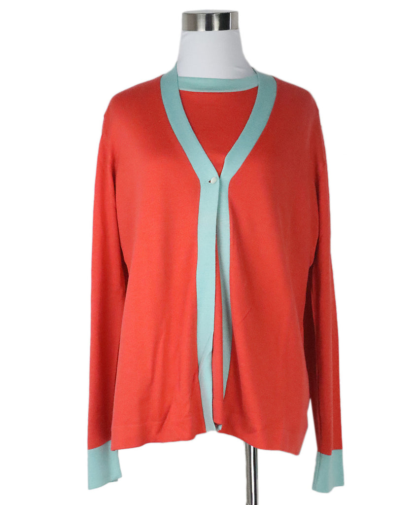 Malo Orange & Aqua Cashmere Sweater Set 