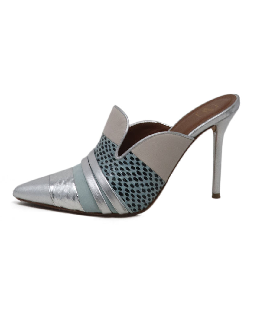 Malone Silver & Blue Metallic Mule Heels 1