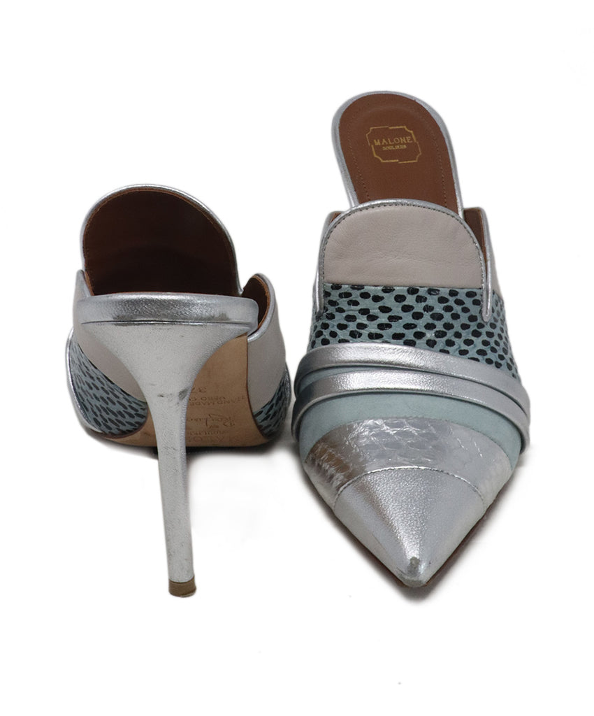 Malone Silver & Blue Metallic Mule Heels 2