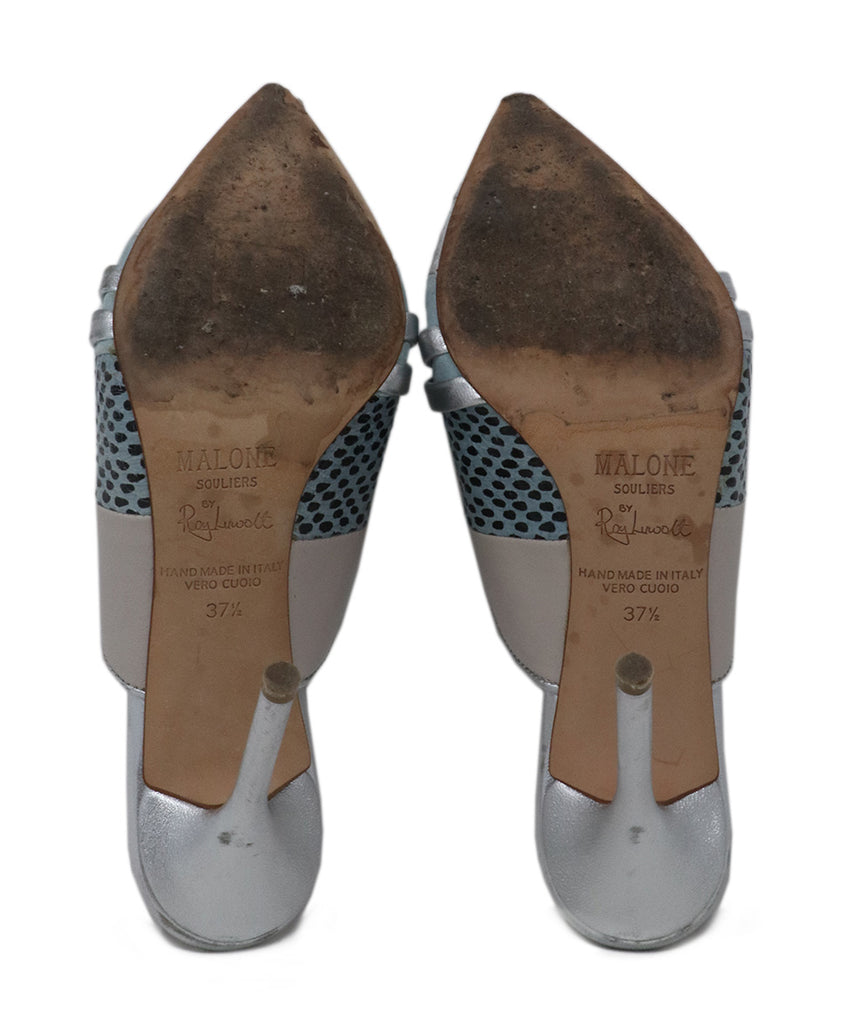 Malone Silver & Blue Metallic Mule Heels 4