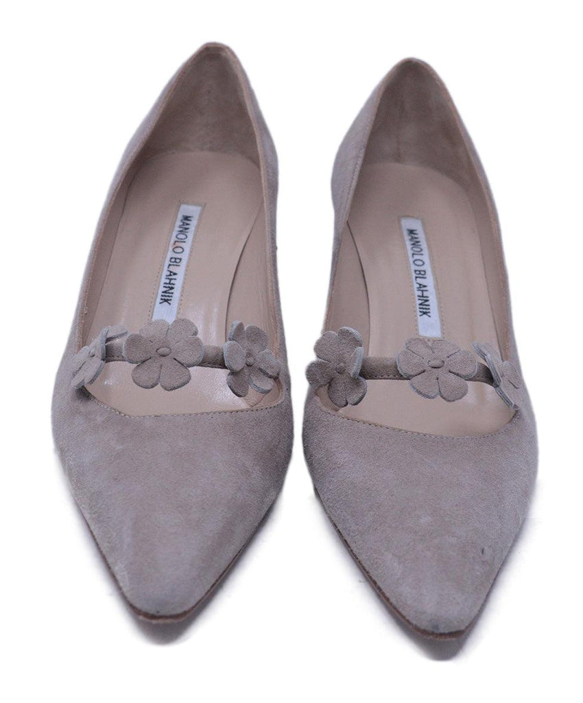 Manolo Blahnik Beige Suede Heels 3