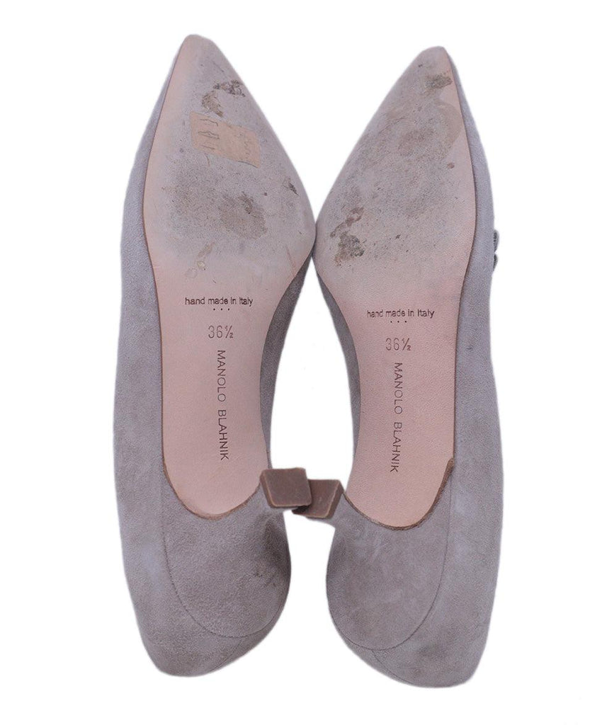 Manolo Blahnik Beige Suede Heels 4