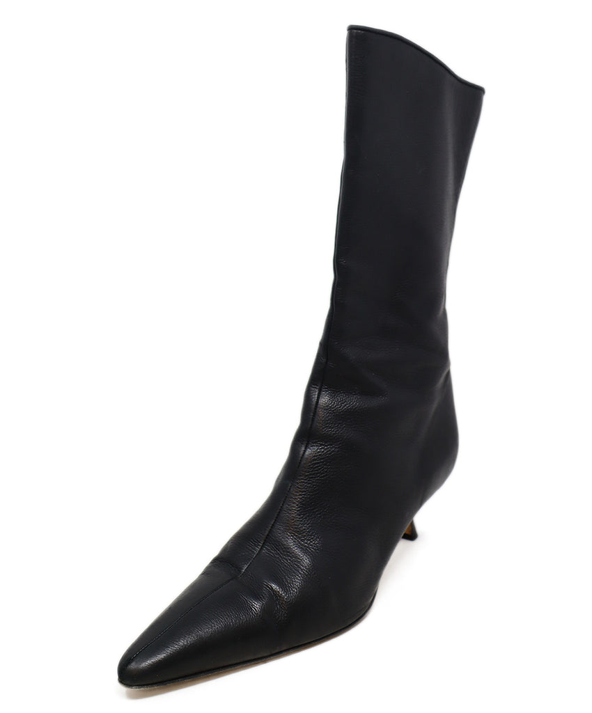 Manolo Blahnik Black Leather Booties 