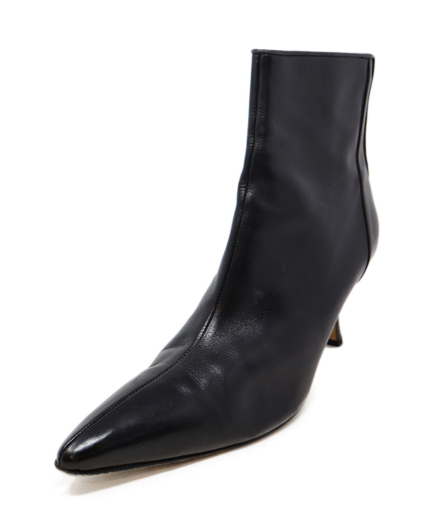 Manolo Blahnik Black Leather Booties 