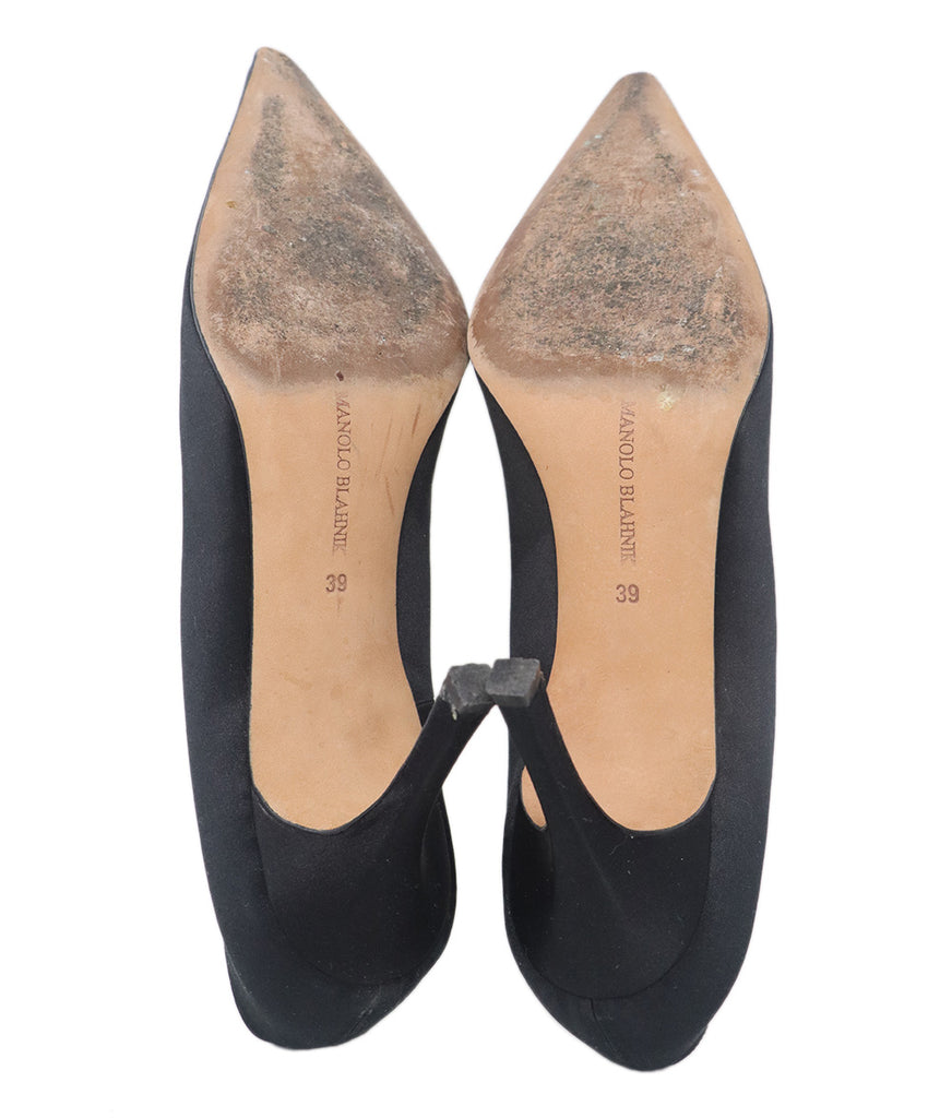 Manolo Blahnik Black Satin Heels 4