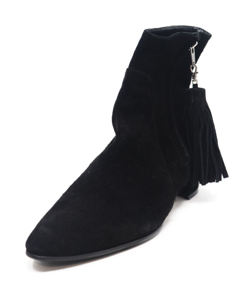 Manolo Blahnik Black Suede Tassel Booties 