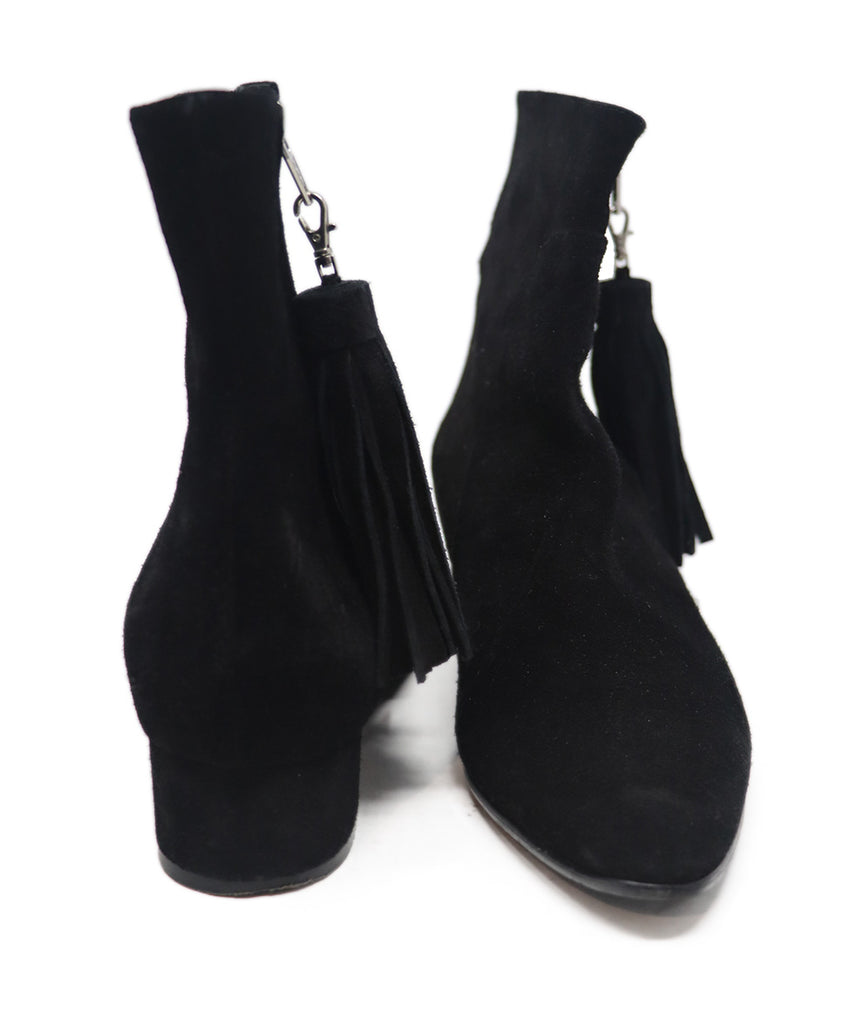 Manolo Blahnik Black Suede Tassel Booties 2