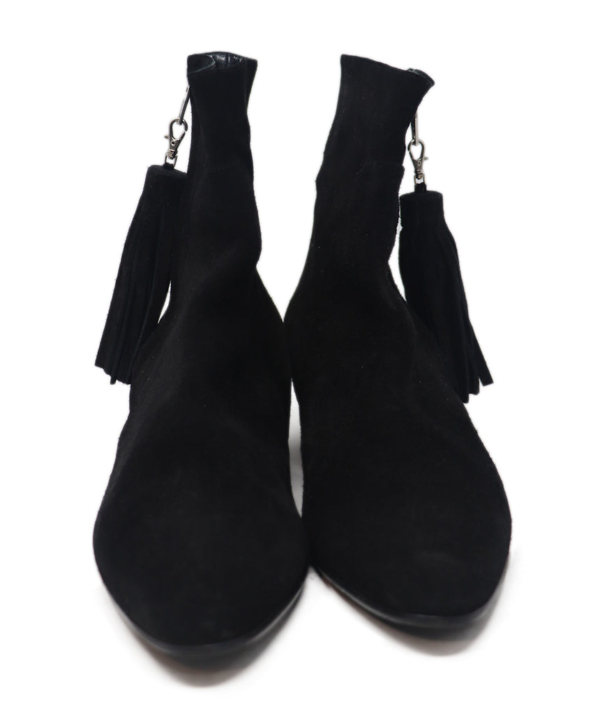 Manolo Blahnik Black Suede Tassel Booties 3