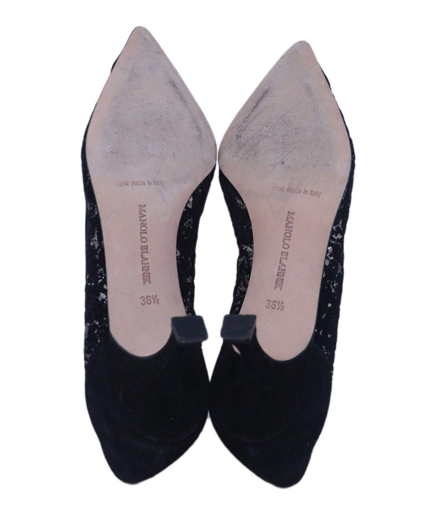 Manolo Blahnik Black & Gold Velvet Heels 4