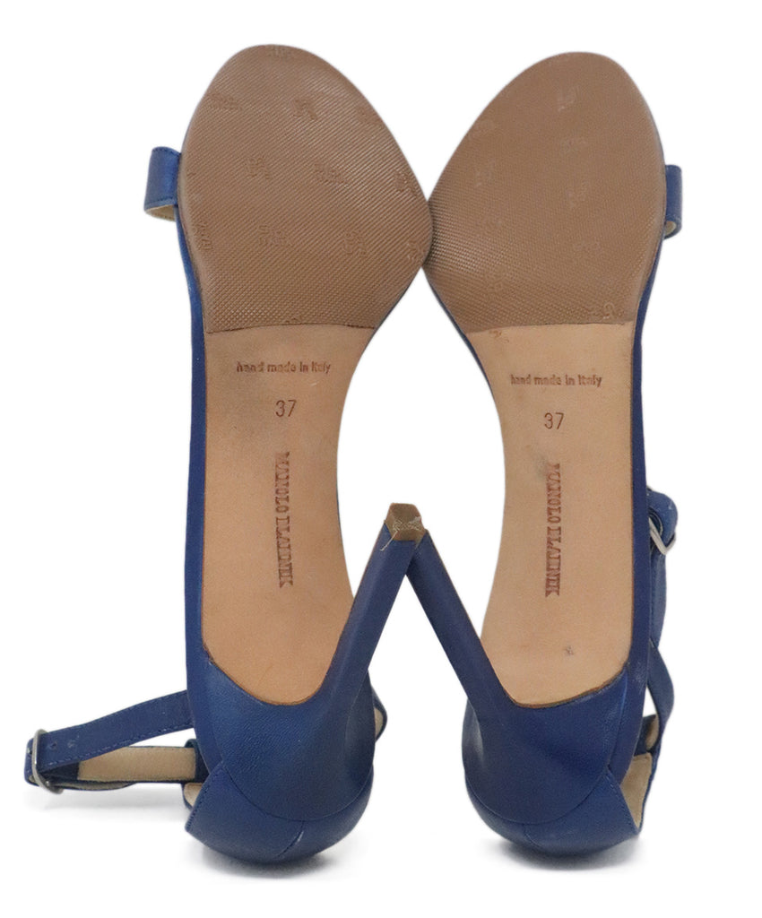 Manolo Blahnik Blue Leather Heels 4