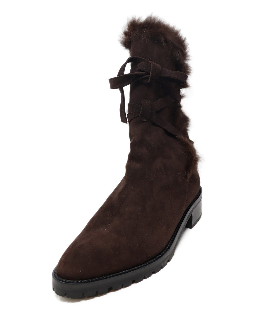 Manolo Blahnik Brown Suede & Fur Boots 