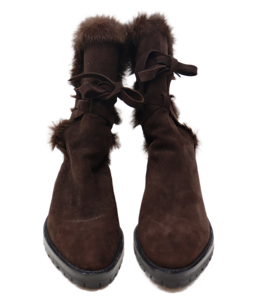 Manolo Blahnik Brown Suede & Fur Boots 3