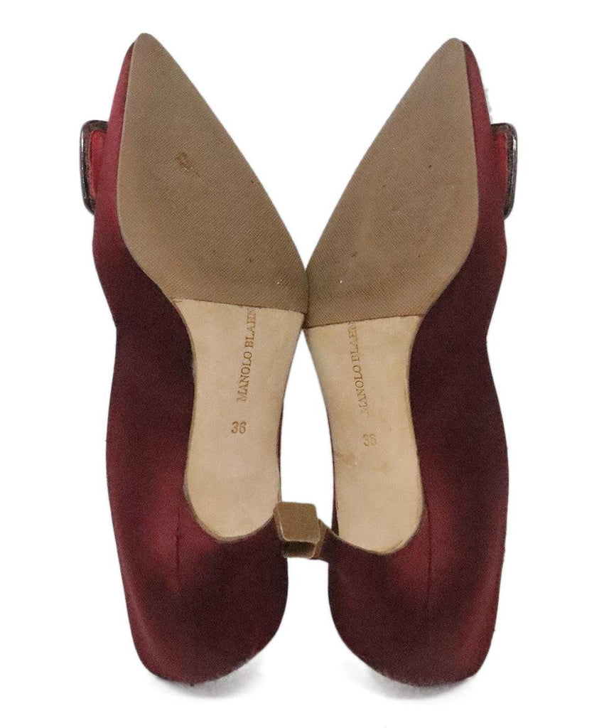 Manolo Blahnik Burgundy Silk Rhinestone Heels 4