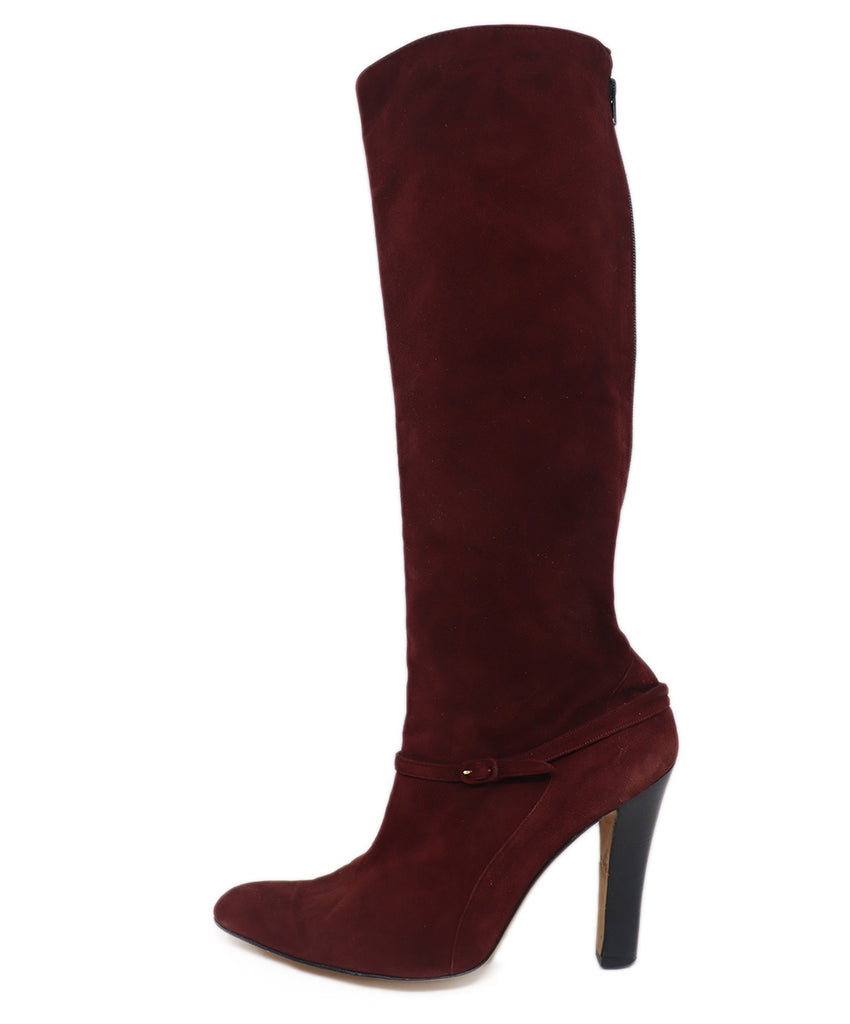 Manolo Blahnik Burgundy Suede Boots 1