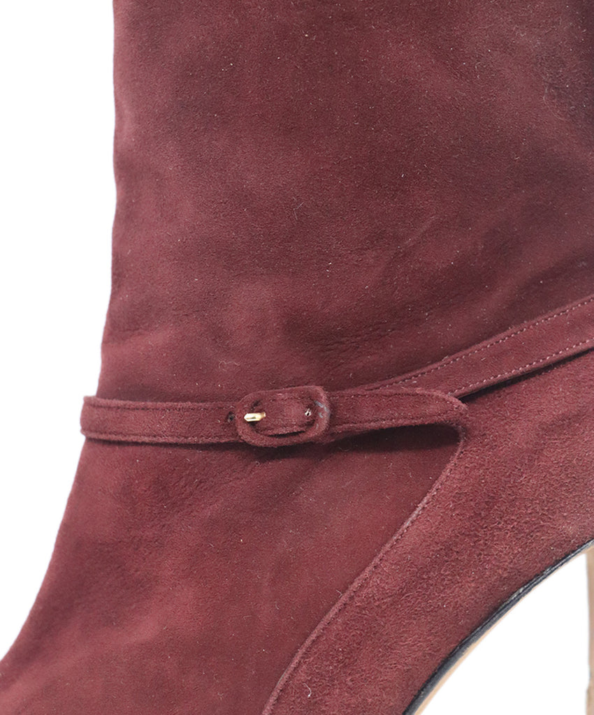 Manolo Blahnik Burgundy Suede Boots 5