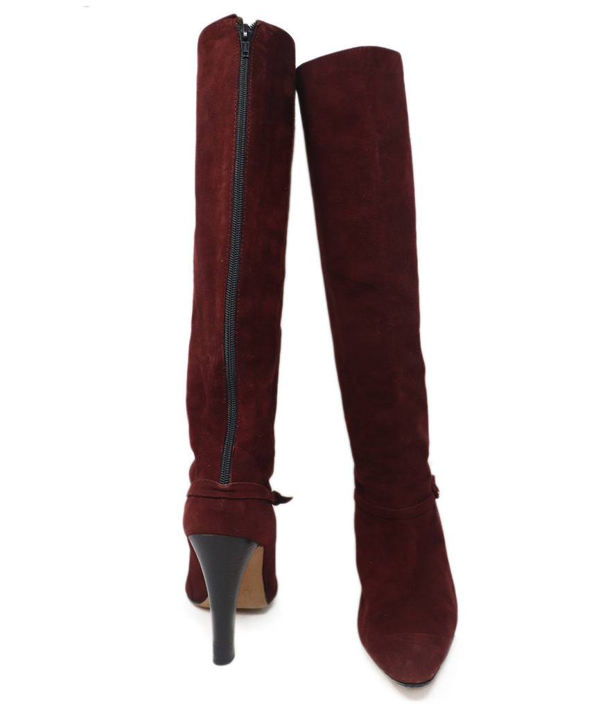 Manolo Blahnik Burgundy Suede Boots 2